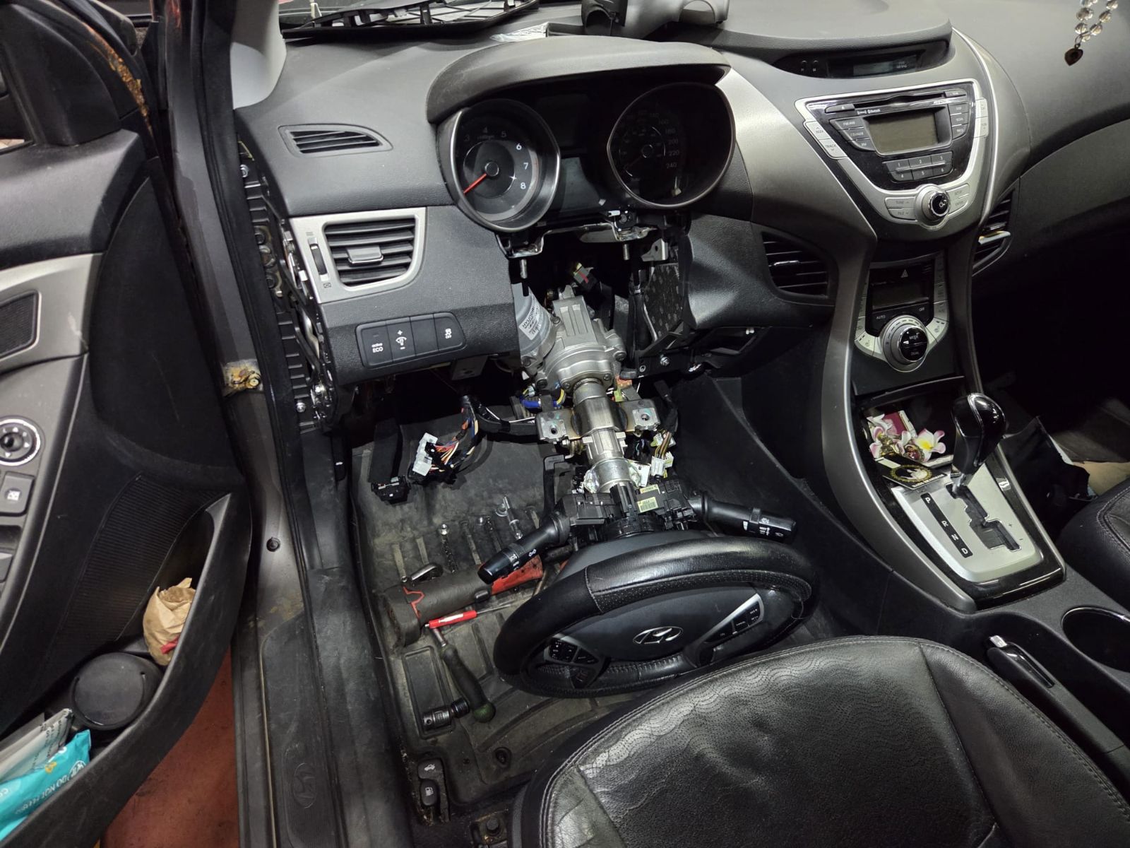 Steering column being removed