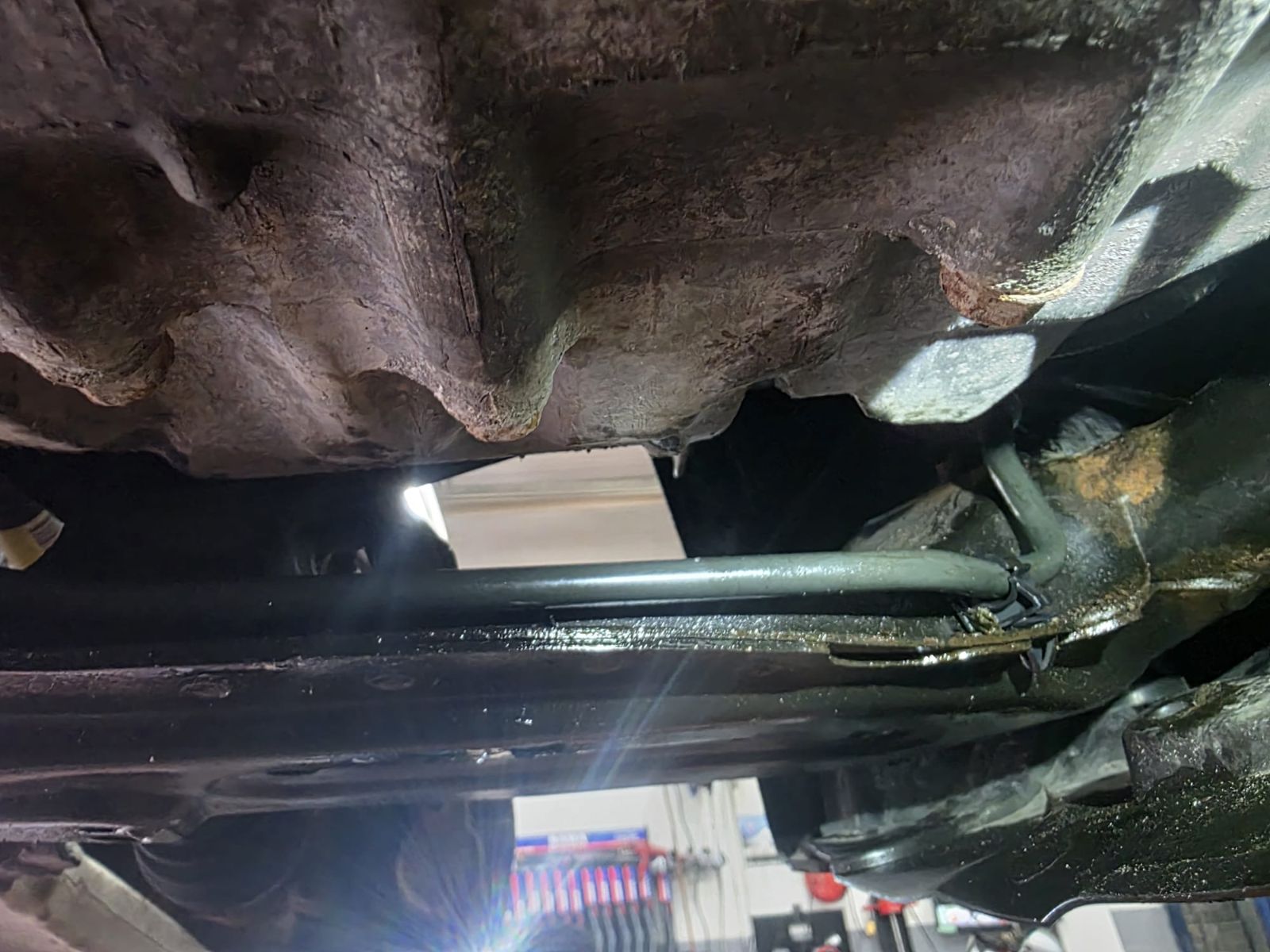 Power steering steel line after replacement